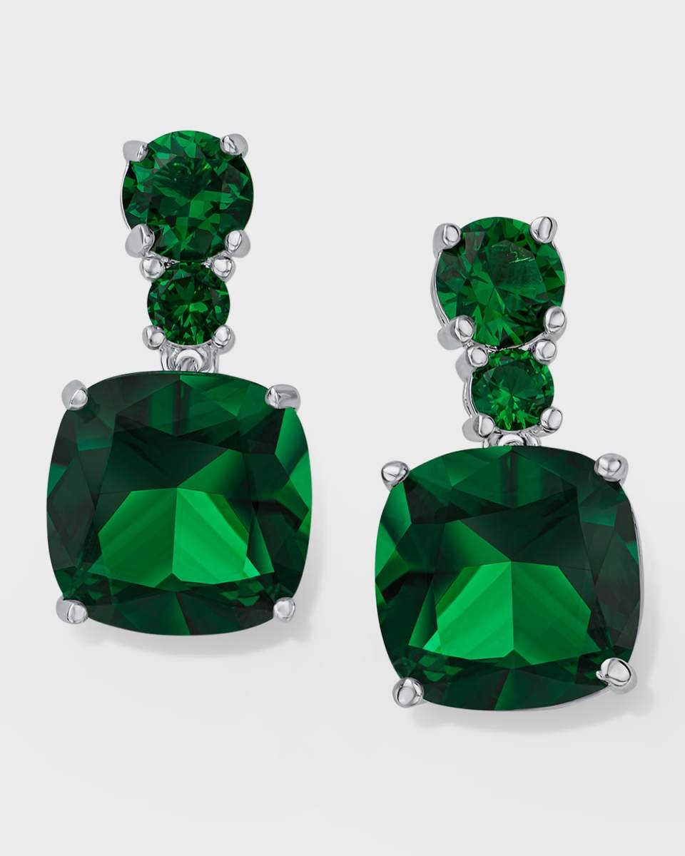 Cushion-Cut Cubic Zirconia Drop Post Earrings